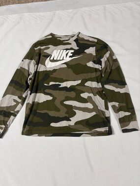 Nike Olive and White Camo Crewneck Tee